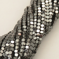 Non-magnetic Synthetic Hematite Beads Strands,Cut Octagonal Squares,Dark Grey,1.5x1.5mm,Hole:1mm,about 250 pcs/strand,about 10 g/strand,5 strands/package,14.96"(38mm),XBGB07806ablb-L020
