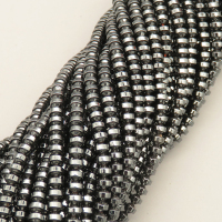 Non-magnetic Synthetic Hematite Beads Strands,UFO,Dark Grey,4x2mm,Hole:1mm,about 190 pcs/strand,about 15 g/strand,5 strands/package,14.96"(38mm),XBGB07810ablb-L020