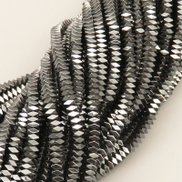 Non-magnetic Synthetic Hematite Beads Strands,Cut Octagonal Squares,Dark Grey,4x2mm,Hole:1mm,about 190 pcs/strand,about 16 g/strand,5 strands/package,14.96"(38mm),XBGB07814vbmb-L020