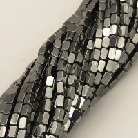 Non-magnetic Synthetic Hematite Beads Strands,Cut Octagonal Squares,Dark Grey,3x1mm,Hole:1mm,about 126 pcs/strand,about 12 g/strand,5 strands/package,14.96"(38mm),XBGB07816ablb-L020