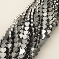 Non-magnetic Synthetic Hematite Beads Strands,Flat Heart Shape,Dark Grey,4x2mm,Hole:1mm,about 95 pcs/strand,about 15 g/strand,5 strands/package,14.96"(38mm),XBGB07820ablb-L020