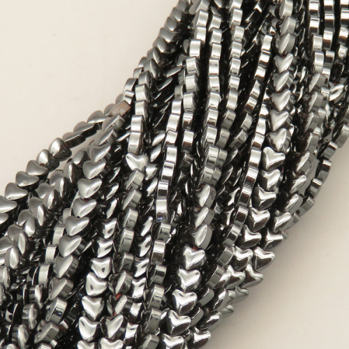 Non-magnetic Synthetic Hematite Beads Strands,Curved Peach Heart,Dark Grey,4x2mm,Hole:1mm,about 95 pcs/strand,about 15 g/strand,5 strands/package,14.96"(38mm),XBGB07822vbmb-L020