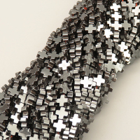 Non-magnetic Synthetic Hematite Beads Strands,Flat Cross,Dark Grey,4x2mm,Hole:1mm,about 95 pcs/strand,about 15 g/strand,5 strands/package,14.96"(38mm),XBGB07826bbov-L020