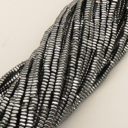 Non-magnetic Synthetic Hematite Beads Strands,Chamfered Square,Dark Grey,4x2mm,Hole:1mm,about 190 pcs/strand,about 15 g/strand,5 strands/package,14.96"(38mm),XBGB07832vbnb-L020