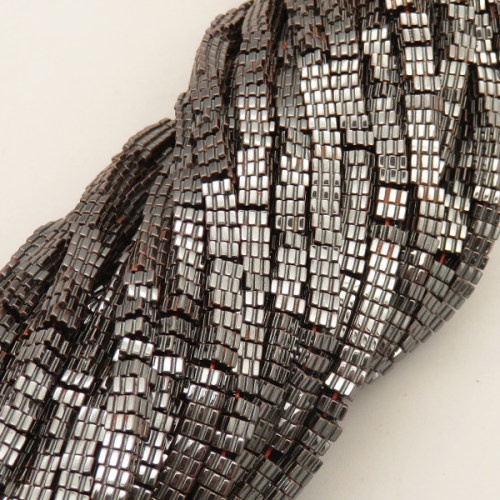 Non-magnetic Synthetic Hematite Beads Strands,Striped Square,Dark Grey,4x2mm,Hole:1mm,about 190 pcs/strand,about 15 g/strand,5 strands/package,14.96"(38mm),XBGB07848vbnb-L020