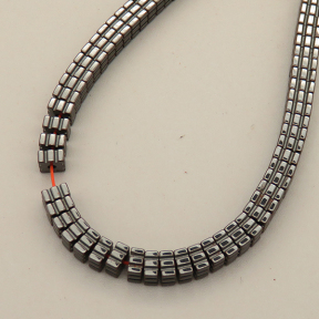 Non-magnetic Synthetic Hematite Beads Strands,Striped Square,Dark Grey,4x2mm,Hole:1mm,about 190 pcs/strand,about 15 g/strand,5 strands/package,14.96"(38mm),XBGB07848vbnb-L020