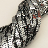 Non-magnetic Synthetic Hematite Beads Strands,Small v,Dark Grey,8x3x3mm,T:3mm,Hole:1mm,about 126 pcs/strand,about 32 g/strand,5 strands/package,14.96"(38mm),XBGB07850bbov-L020