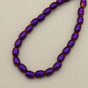 Non-magnetic Synthetic Hematite Beads Strands,Barrel Beads,Plating,Purple,4x5mm,Hole:1mm,about 75 pcs/strand,about 17 g/strand,5 strands/package,XBGB07868vbmb-L020