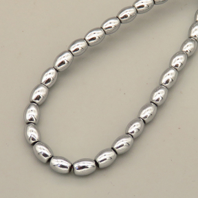 Non-magnetic Synthetic Hematite Beads Strands,Barrel Beads,Plating,Silver Gray,4x5mm,Hole:1mm,about 75 pcs/strand,about 17 g/strand,5 strands/package,XBGB07880vbmb-L020