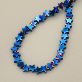 Non-magnetic Synthetic Hematite Beads Strands,Flat,Five-Pointed Star,Plating,Royal Blue,4x2mm,Hole:1mm,about 120 pcs/strand,about 10 g/strand,5 strands/package,XBGB07892bbov-L020