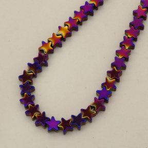 Non-magnetic Synthetic Hematite Beads Strands,Flat,Five-Pointed Star,Plating,Purple,4x2mm,Hole:1mm,about 120 pcs/strand,about 10 g/strand,5 strands/package,XBGB07898bbov-L020