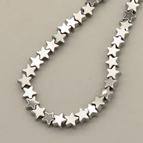 Non-magnetic Synthetic Hematite Beads Strands,Flat,Five-Pointed Star,Plating,Silver,4x2mm,Hole:1mm,about 120 pcs/strand,about 10 g/strand,5 strands/package,XBGB07900bbov-L020