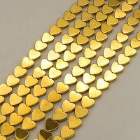Non-magnetic Synthetic Hematite Beads Strands,Flat,Heart,Plating,Gold,8x2mm,Hole:1mm,about 53 pcs/strand,about 26 g/strand,5 strands/package,XBGB07904vbmb-L020