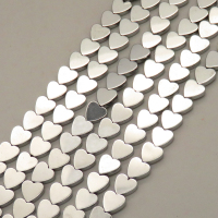 Non-magnetic Synthetic Hematite Beads Strands,Flat,Heart,Plating,Silver,8x2mm,Hole:1mm,about 53 pcs/strand,about 26 g/strand,5 strands/package,XBGB07906vbmb-L020