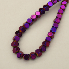 Non-magnetic Synthetic Hematite Beads Strands,Cut Octagonal Cube,Plating,Purple,3mm,Hole:1mm,about 126 pcs/strand,about 9 g/strand,5 strands/package,XBGB07918vbmb-L020