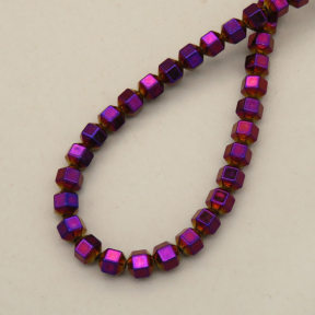 Non-magnetic Synthetic Hematite Beads Strands,18 Sides,Plating,Purple,4x4mm,Hole:1mm,about 95 pcs/strand,about 14 g/strand,5 strands/package,XBGB07958vbmb-L020