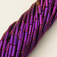 Non-magnetic Synthetic Hematite Beads Strands,Long Tube,Plating,Purple,3x9mm,Hole:1mm,about 45 pcs/strand,about 11 g/strand,5 strands/package,XBGB07994ablb-L020