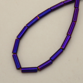 Non-magnetic Synthetic Hematite Beads Strands,Long Tube,Plating,Purplish Blue,3x9mm,Hole:1mm,about 45 pcs/strand,about 11 g/strand,5 strands/package,XBGB07996ablb-L020