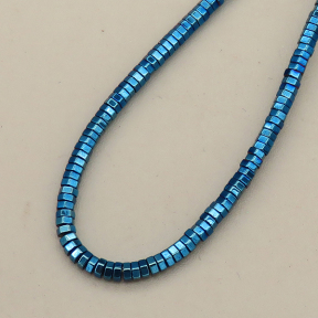 Non-magnetic Synthetic Hematite Beads Strands,Hexagonal Diamond,Plating,Dark Blue,1x2mm,Hole:0.8mm,about 250 pcs/strand,about 6 g/strand,5 strands/package,XBGB08010vbmb-L020