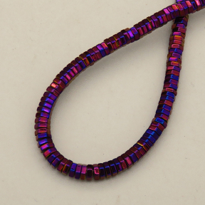 Non-magnetic Synthetic Hematite Beads Strands,Hexagonal Diamond,Plating,Purple,1x3mm,Hole:1mm,about 250 pcs/strand,about 8 g/strand,5 strands/package,XBGB08012vbmb-L020