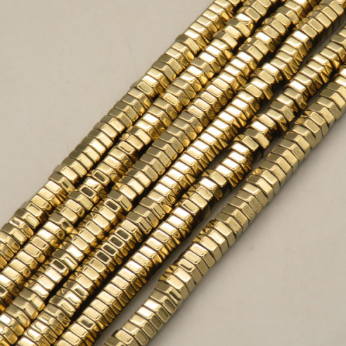 Non-magnetic Synthetic Hematite Beads Strands,Hexagonal Diamond,Plating,Champagne,2x6mm,Hole:1mm,about 190 pcs/strand,about 45 g/strand,5 strands/package,XBGB08022vbmb-L020