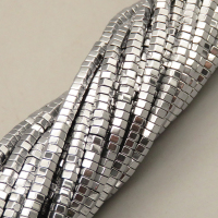 Non-magnetic Synthetic Hematite Beads Strands,Hexagonal Diamond,Plating,Silver White,2x4mm,Hole:1mm,about 190 pcs/strand,about 25 g/strand,5 strands/package,XBGB08024vbmb-L020