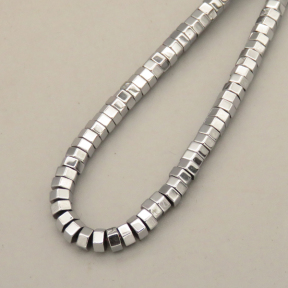Non-magnetic Synthetic Hematite Beads Strands,Hexagonal Diamond,Plating,Silver White,2x4mm,Hole:1mm,about 190 pcs/strand,about 25 g/strand,5 strands/package,XBGB08024vbmb-L020