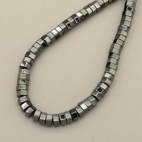 Non-magnetic Synthetic Hematite Beads Strands,Hexagonal Diamond,Plating,Black Grey,2x4mm,Hole:1mm,about 190 pcs/strand,about 25 g/strand,5 strands/package,XBGB08026vbmb-L020