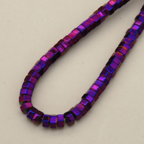 Non-magnetic Synthetic Hematite Beads Strands,Hexagonal Diamond,Plating,Purple,2x4mm,Hole:1mm,about 190 pcs/strand,about 25 g/strand,5 strands/package,XBGB08032vbmb-L020