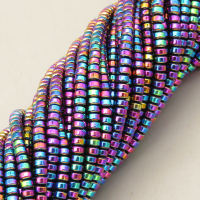 Non-magnetic Synthetic Hematite Beads Strands,UFO,Plating,iridescent,2x3mm,Hole:1.2mm,about 190 pcs/strand,about 20 g/strand,5 strands/package,XBGB08040ablb-L020