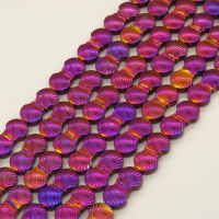 Non-magnetic Synthetic Hematite Beads Strands,Shell,Plating,Purple,9x9x4mm,Hole:1mm,about 48 pcs/strand,about 45 g/strand,5 strands/package,XBGB08042bhva-L020