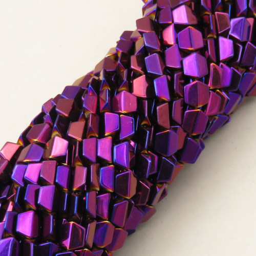 Non-magnetic Synthetic Hematite Beads Strands,Convex Hexagonal Rhombus,Plating,Purple,6x6x3mm,Hole:1mm,about 67 pcs/strand,about 15 g/strand,5 strands/package,XBGB08074bbov-L020