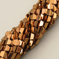 Non-magnetic Synthetic Hematite Beads Strands,Convex Hexagonal Rhombus,Plating,Brown,6x6x3mm,Hole:1mm,about 67 pcs/strand,about 15 g/strand,5 strands/package,XBGB08084bbov-L020