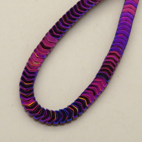 Non-magnetic Synthetic Hematite Beads Strands,Small V,Plating,Purple,4x1x2mm,Hole:0.8mm,about 380 pcs/strand,about 16 g/strand,5 strands/package,14.96"(38mm),XBGB08110bhva-L020