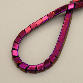 Non-magnetic Synthetic Hematite Beads Strands,Medium Convex Small V,Plating,Purple,5x4x4mm,Hole:1.2mm,about 98 pcs/strand,about 22 g/strand,5 strands/package,14.96"(38mm),XBGB08156vbmb-L020