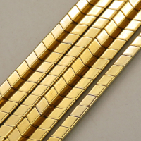Non-magnetic Synthetic Hematite Beads Strands,Medium Convex Small V,Plating,Gold,5x4x4mm,Hole:1.2mm,about 98 pcs/strand,about 22 g/strand,5 strands/package,14.96"(38mm),XBGB08160vbmb-L020