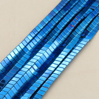 Non-magnetic Synthetic Hematite Beads Strands,Medium Convex Small V,Plating,Blue,8x3x4mm,Hole:1.2mm,about 126 pcs/strand,about 32 g/strand,5 strands/package,14.96"(38mm),XBGB08180vbmb-L020
