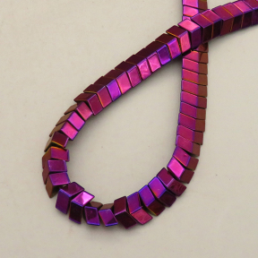 Non-magnetic Synthetic Hematite Beads Strands,Medium Convex Small V,Plating,Purple,8x3x4mm,Hole:1.2mm,about 126 pcs/strand,about 32 g/strand,5 strands/package,14.96"(38mm),XBGB08184vbmb-L020