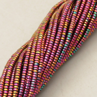 Non-magnetic Synthetic Hematite Beads Strands,UFO,Plating,Purple Red Blue Yellow,2x1mm,Hole:0.8mm,about 280 pcs/strand,about 4.5 g/strand,5 strands/package,14.96"(38mm),XBGB08188vbmb-L020