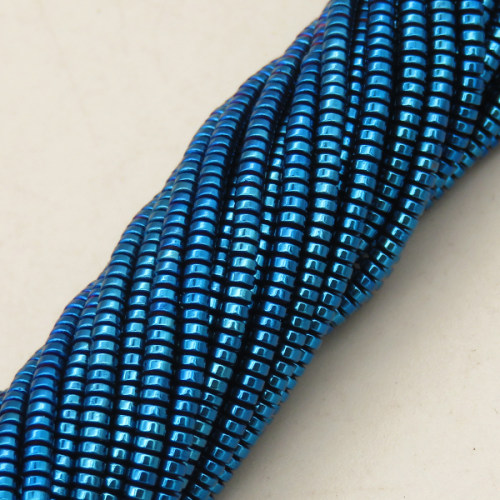 Non-magnetic Synthetic Hematite Beads Strands,UFO,Plating,Royal Blue,2x1mm,Hole:0.8mm,about 280 pcs/strand,about 4.5 g/strand,5 strands/package,14.96"(38mm),XBGB08196vbmb-L020
