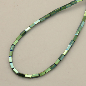 Non-magnetic Synthetic Hematite Beads Strands,Long Square,Plating,dark green,1.5x3mm,Hole:0.8mm,about 120 pcs/strand,about 3 g/strand,5 strands/package,14.96"(38mm),XBGB08244ablb-L020