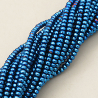 Non-magnetic Synthetic Hematite Beads Strands,Wheels, Flat Beads,Plating,Royal Blue,3x2mm,Hole:1mm,about 190 pcs/strand,about 13 g/strand,5 strands/package,14.96"(38mm),XBGB08260baka-L020
