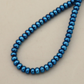 Non-magnetic Synthetic Hematite Beads Strands,Wheels, Flat Beads,Plating,Royal Blue,3x2mm,Hole:1mm,about 190 pcs/strand,about 13 g/strand,5 strands/package,14.96"(38mm),XBGB08260baka-L020