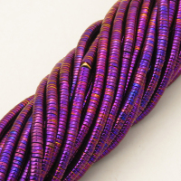 Non-magnetic Synthetic Hematite Beads Strands,Disc,Plating,Purple,4x1mm,Hole:1mm,about 380 pcs/strand,about 22 g/strand,5 strands/package,14.96"(38mm),XBGB08270ablb-L020