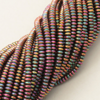 Non-magnetic Synthetic Hematite Beads Strands,Abacus Beads,Plating,Iridescent,4x2mm,Hole:1mm,about 190 pcs/strand,about 19 g/strand,5 strands/package,14.96"(38mm),XBGB08292baka-L020
