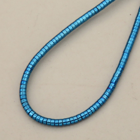 Non-magnetic Synthetic Hematite Beads Strands,Disc,Plating,Royal Blue,2x1mm,Hole:0.8mm,about 380 pcs/strand,about 5 g/strand,5 strands/package,14.96"(38mm),XBGB08300baka-L020