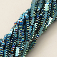 Non-magnetic Synthetic Hematite Beads Strands,Fish Bone,Plating,Cyan,5x8x3mm,Hole:1.2mm,about 54 pcs/strand,about 17 g/strand,5 strands/package,14.93"(38mm),XBGB08316ahjb-L020