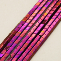 Non-magnetic Synthetic Hematite Beads Strands,Medium Convex Small V,Plating,Purple,5x4x4mm,Hole:1.2mm,about 98 pcs/strand,about 35 g/strand,5 strands/package,14.93"(38mm),XBGB08374vbmb-L020