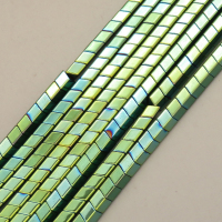 Non-magnetic Synthetic Hematite Beads Strands,Medium Convex Small V,Plating,Dark Green,5x4x4mm,Hole:1.2mm,about 98 pcs/strand,about 35 g/strand,5 strands/package,14.93"(38mm),XBGB08380vbmb-L020