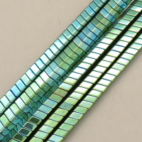 Non-magnetic Synthetic Hematite Beads Strands,Medium Convex Small V,Plating,Dark Green,8x3x4mm,Hole:1.2mm,about 126 pcs/strand,about 32 g/strand,5 strands/package,14.93"(38mm),XBGB08396vbmb-L020